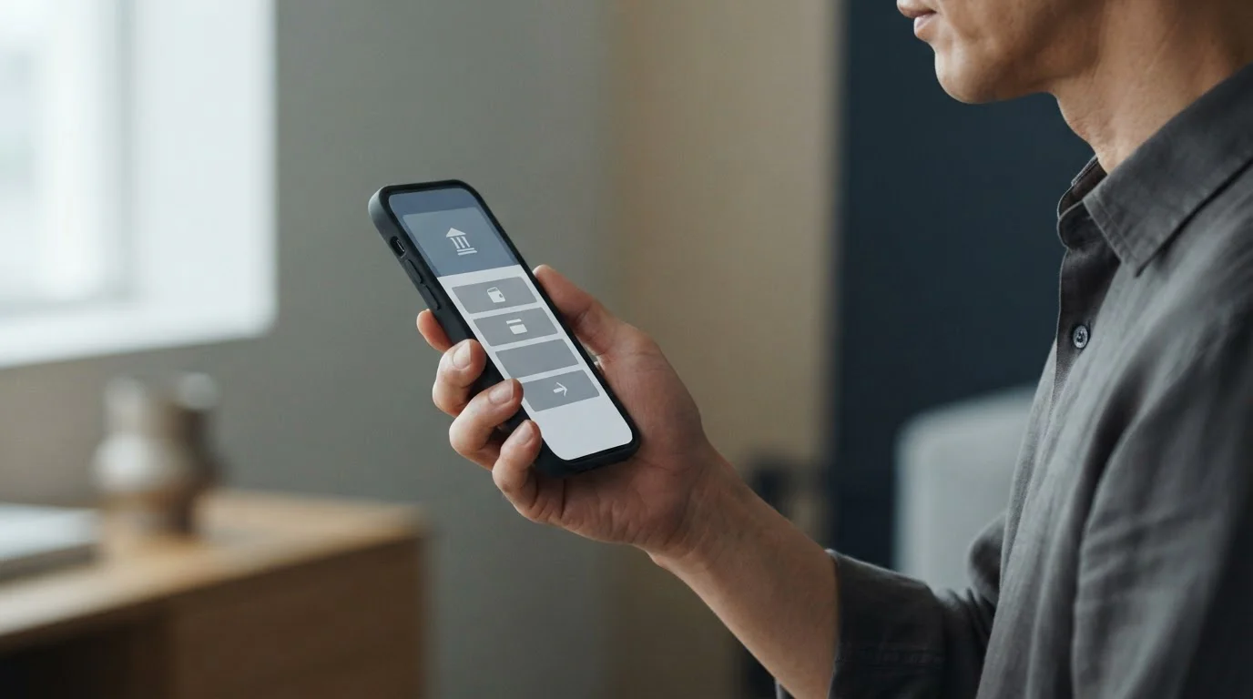 Smartphone mit verschiedenen Zahlungsoptionen in einer App
