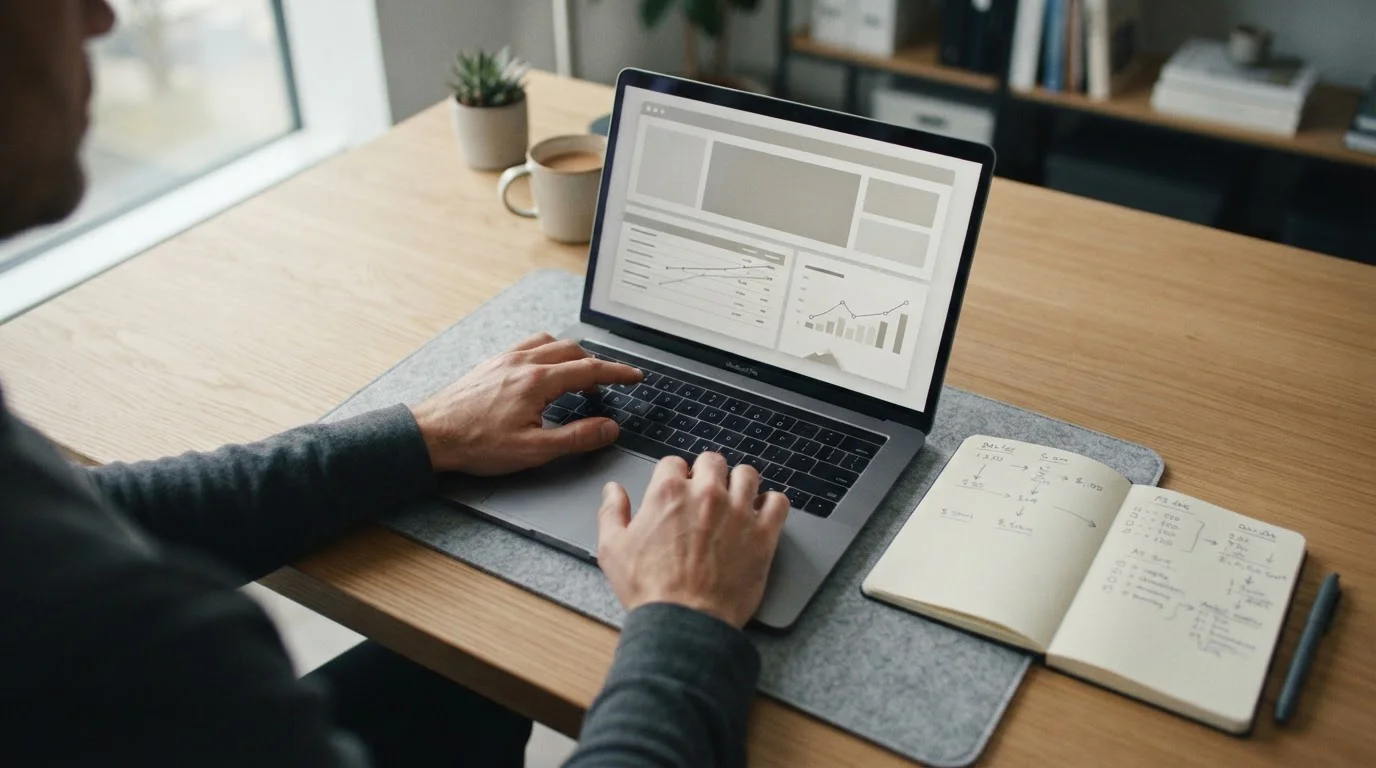 Analytischer Vergleich von Buchmacher-Angeboten am Laptop in ruhiger Arbeitsumgebung