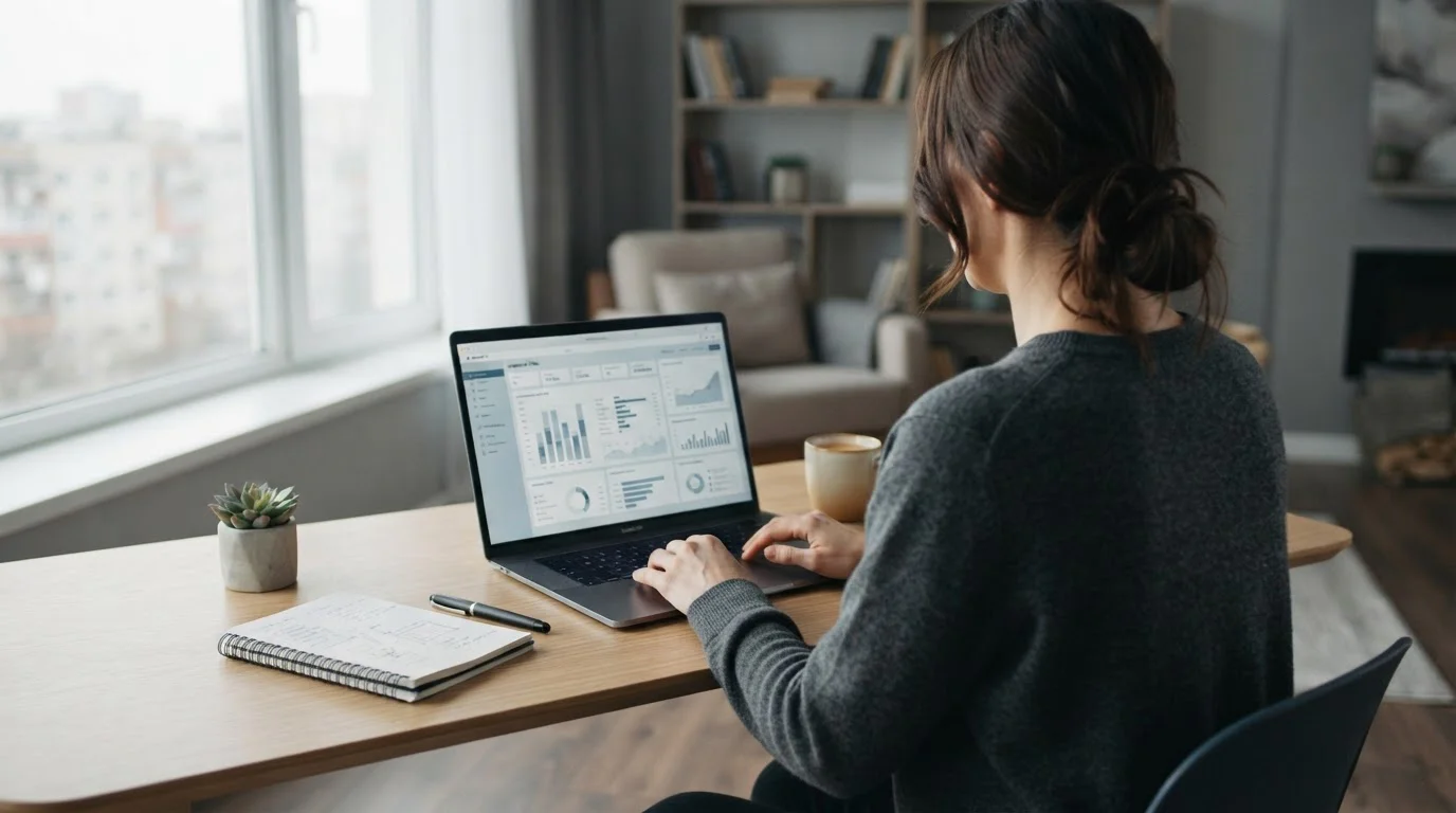 Person analysiert Wettanbieter-Optionen mit Zahlungsmethoden am Laptop