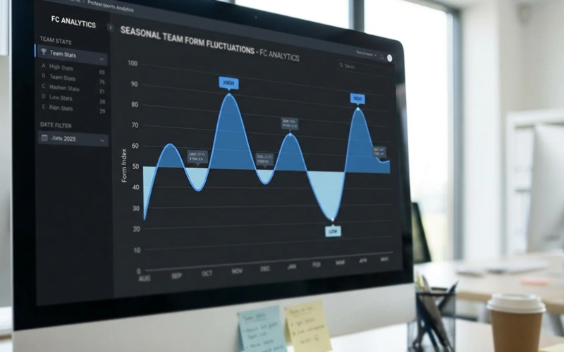 Grafik zeigt zyklische Formschwankungen einer Mannschaft über eine Saison