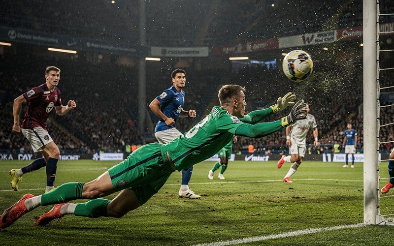 Fußballszene mit unvorhersehbarem Spielmoment