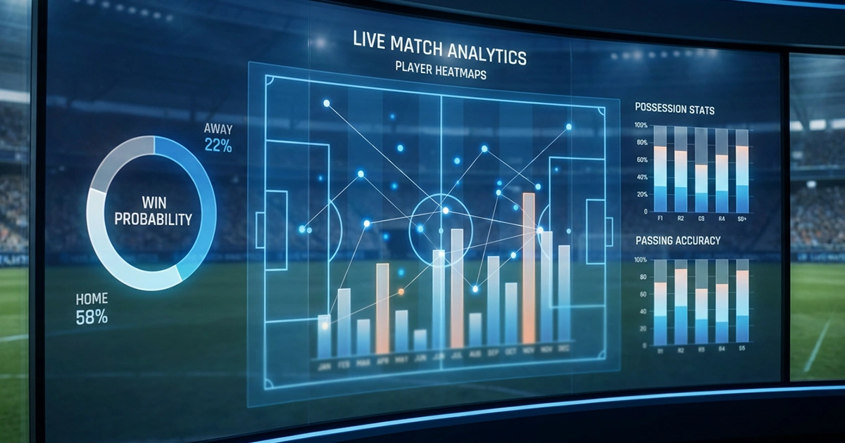 Statistische Datenvisualisierung mit Fußballfeld im Hintergrund