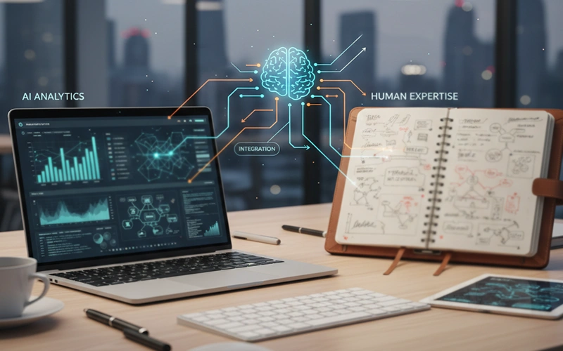 Darstellung der Kombination von KI-Analyse und menschlicher Expertise