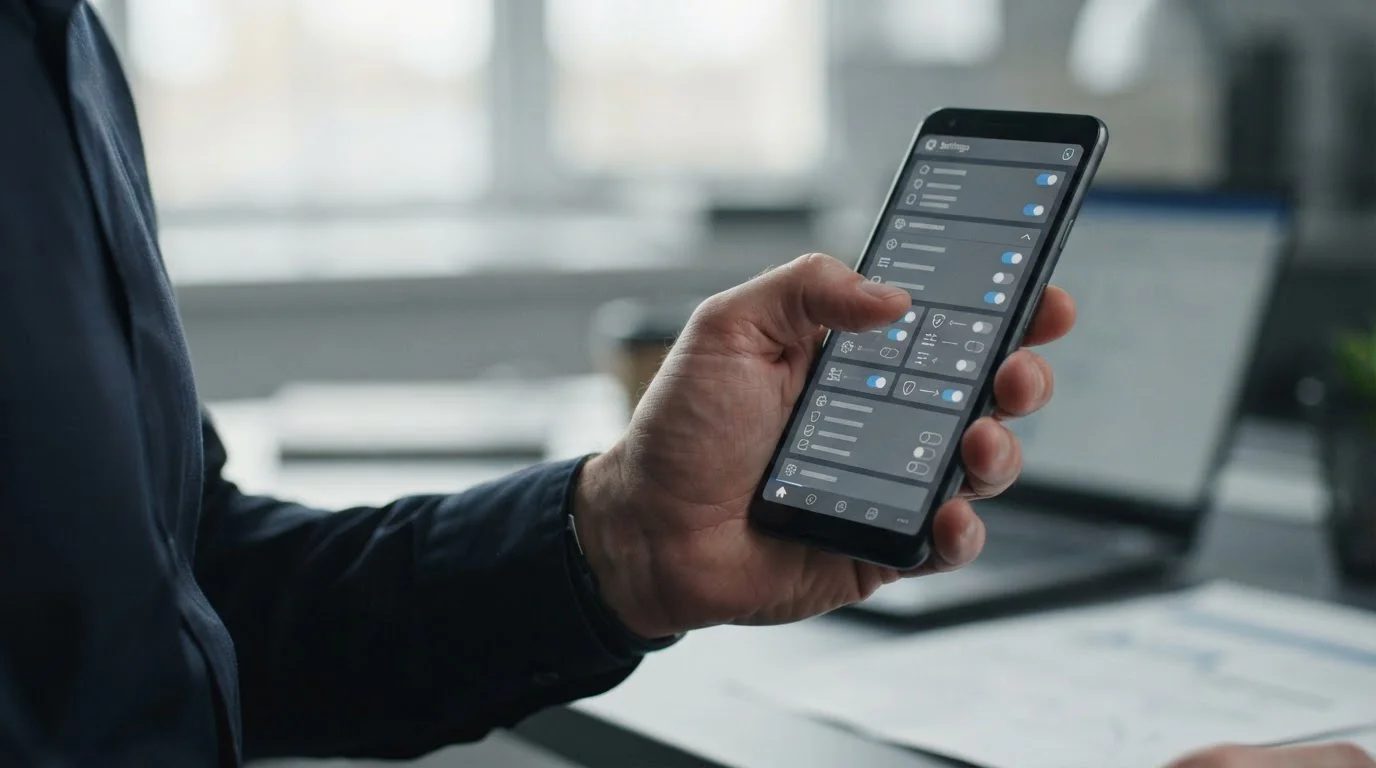 Smartphone-Bildschirm zeigt Android-Sicherheitseinstellungen und Installationsoptionen