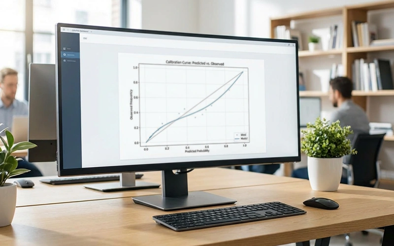Kalibrierungskurve zeigt Verhältnis zwischen vorhergesagten und tatsächlichen Wahrscheinlichkeiten