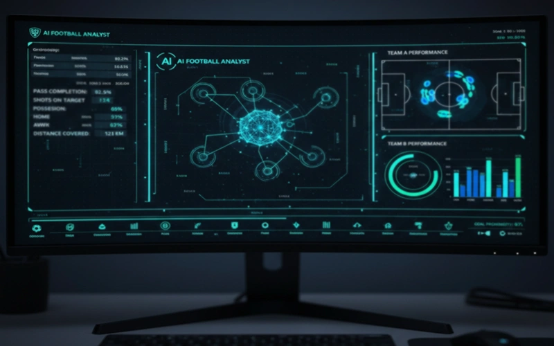 Bildschirm zeigt KI-Algorithmus bei der Verarbeitung von Spieldaten