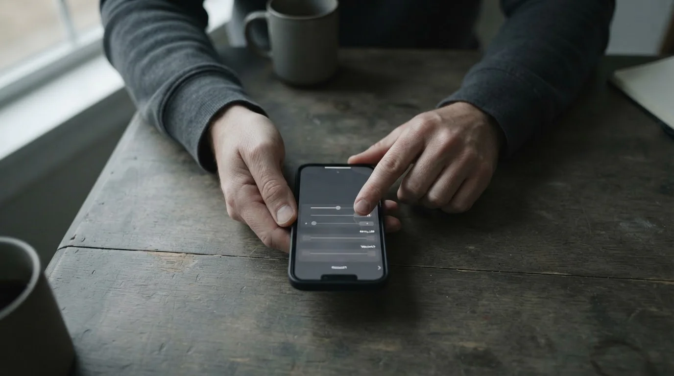Hände setzen Limit in einer App-Oberfläche — verantwortungsvoller Umgang mit Wetten