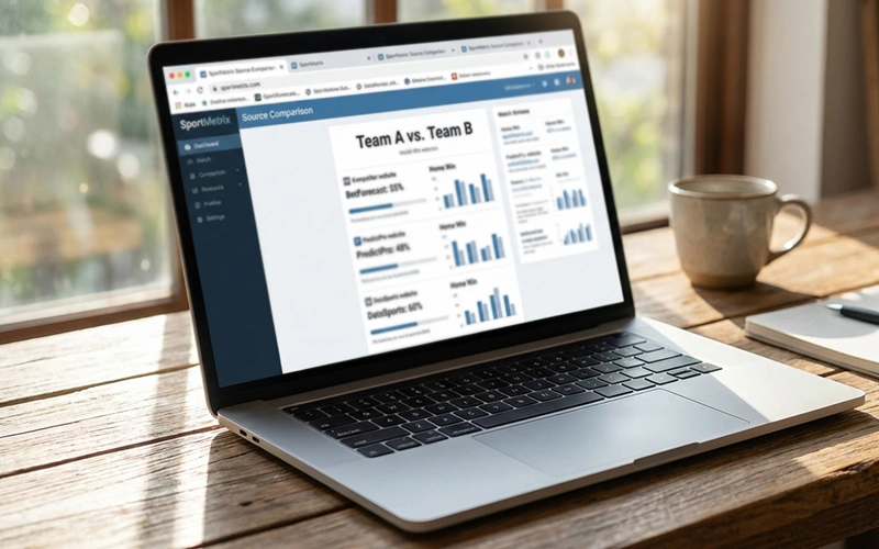 Laptop mit mehreren geöffneten Browserfenstern zum Vergleich verschiedener Prognosequellen
