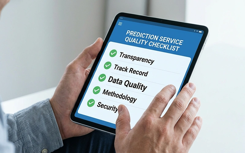 Person prüft Qualitätskriterien für Prognosen auf einem Tablet