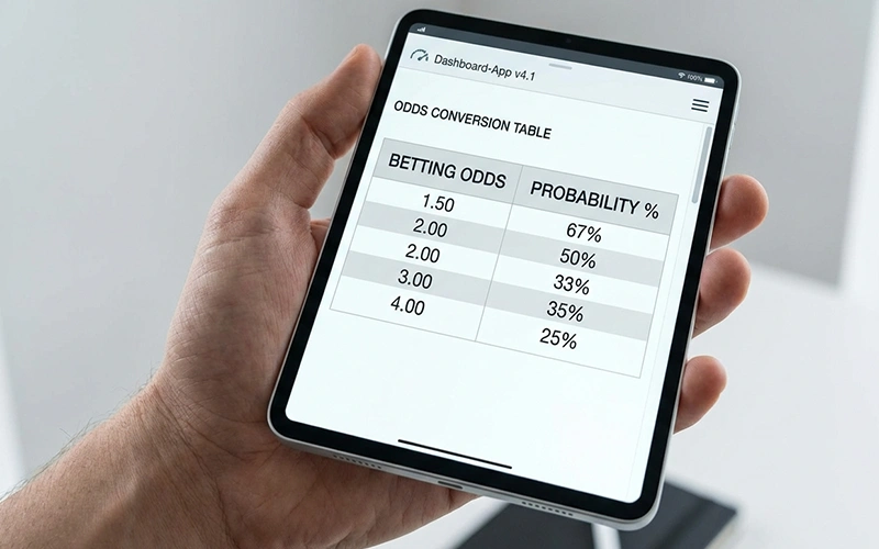 Tabelle zeigt Umrechnung zwischen Quoten und Wahrscheinlichkeiten