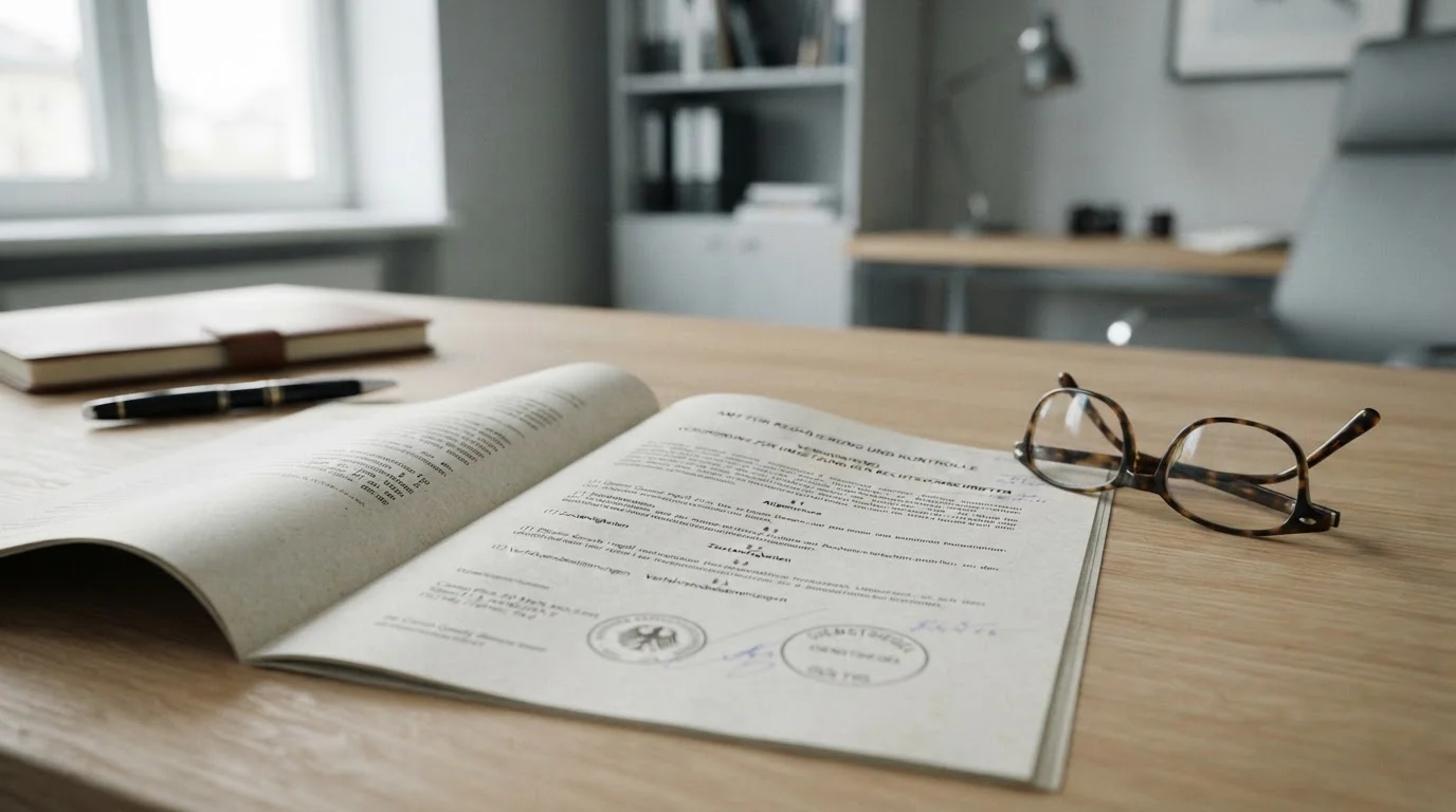 Deutsches Gesetzesdokument mit Paragraphen zu Glücksspielregulierung auf Schreibtisch