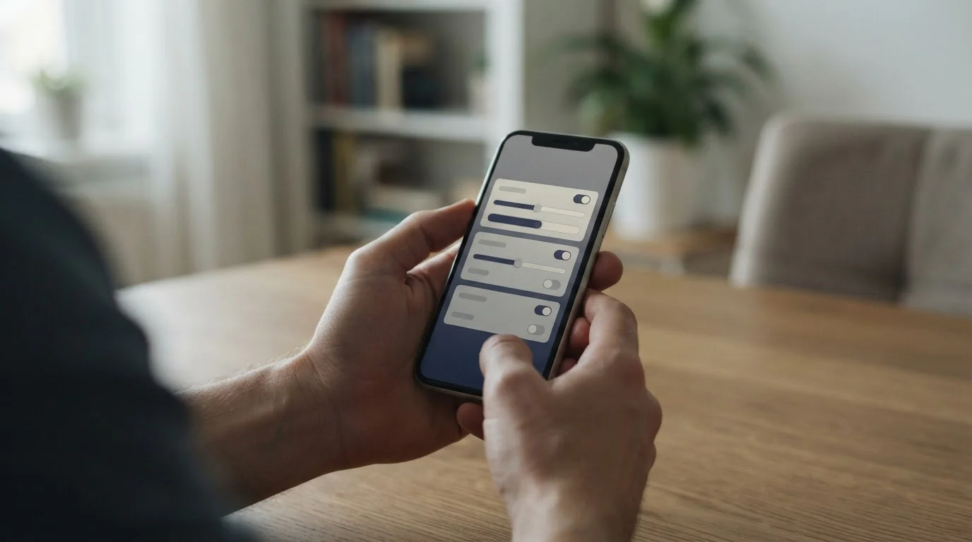 Person setzt Limits in neutraler Wett-App für verantwortungsbewusstes Spielen