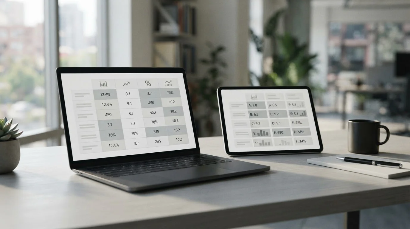 Arbeitsplatz mit Laptop und Tablet zur Recherche verschiedener Wettanbieter