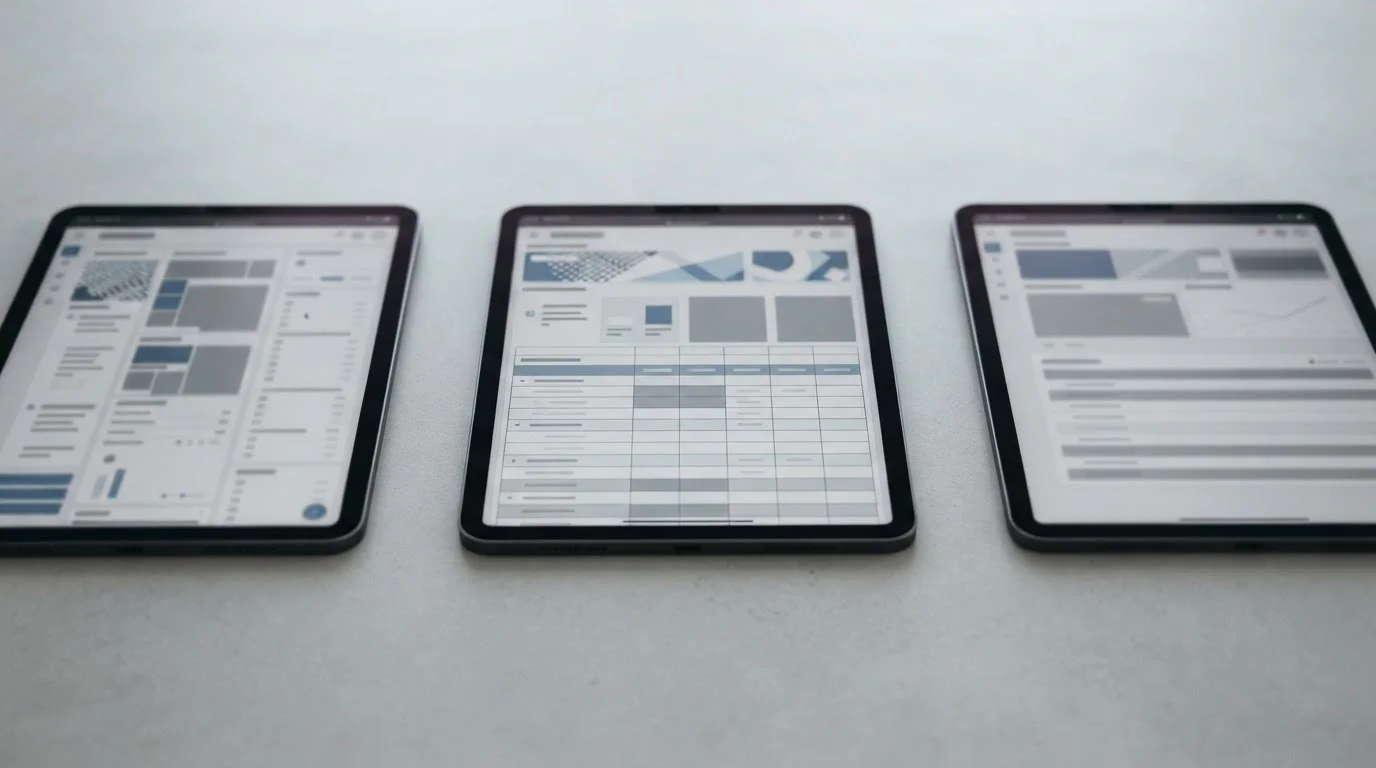 Mehrere Geräte zeigen verschiedene Wett-Interfaces im Vergleich