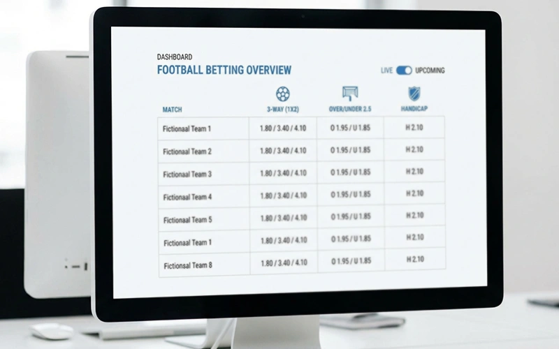 Übersichtliche Darstellung verschiedener Wettmärkte auf einem Bildschirm