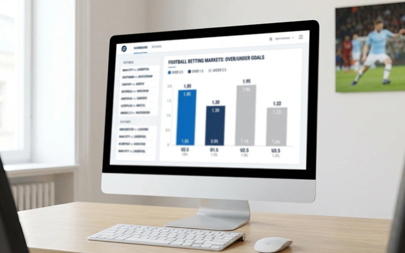 Einfache Balkendiagramm-Visualisierung verschiedener Wettoptionen auf einem Monitor